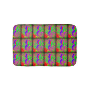 green purple red  mermaids pattern bath mat