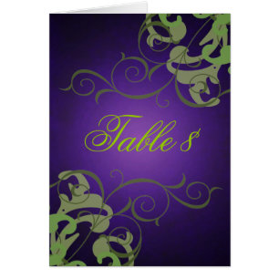 Green & Purple Scroll Table Card
