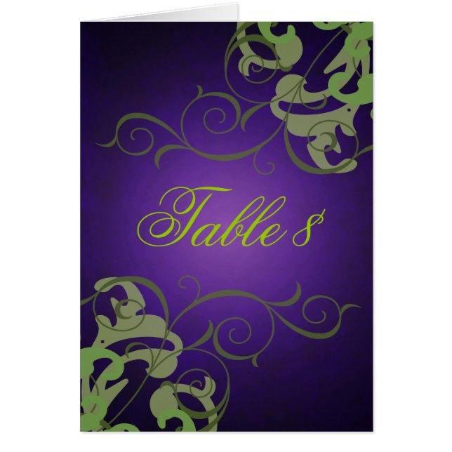Green & Purple Scroll Table Card (Front)