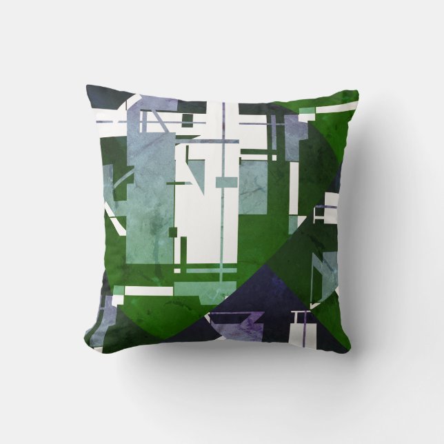 Green Purple Shades White Faded Effect MCM Look Throw Pillow (Front)