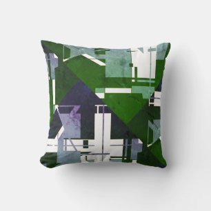Green Purple Shades White Faded Effect Patches Throw Pillow
