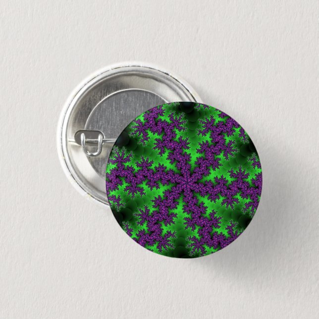 Green Purple Snowflake Small Button (Front & Back)