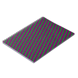 Green & Purple Stripes Glitter Notebook