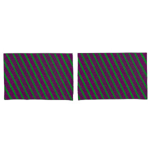 Green & Purple Stripes Glitter Pillowcase