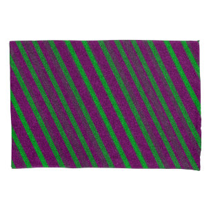 Green & Purple Stripes Glitter Pillowcase