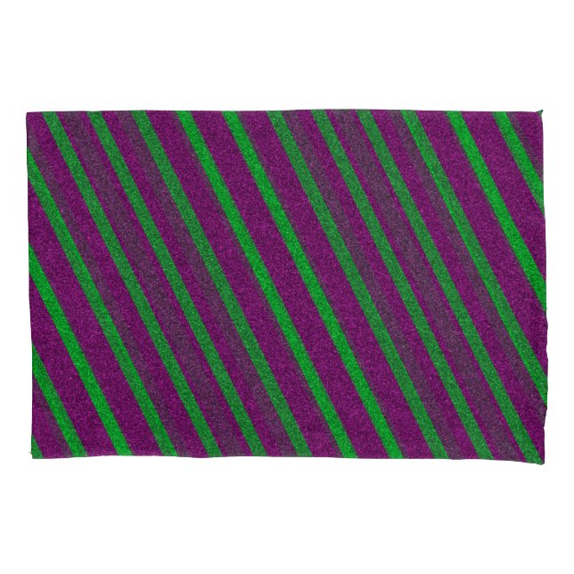 Green & Purple Stripes Glitter Pillowcase (Front)