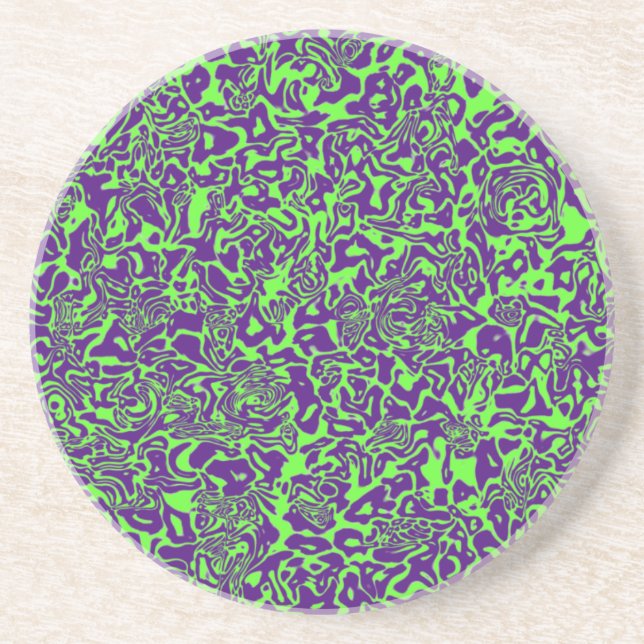 Green & Purple Swirl Coaster (Front)