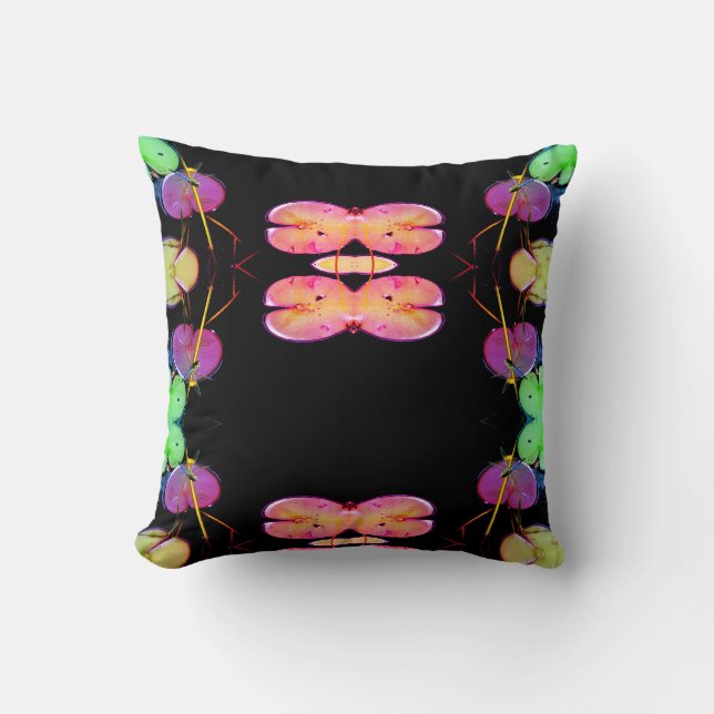 green purple teal dragonfly,  pattern pillow (Front)