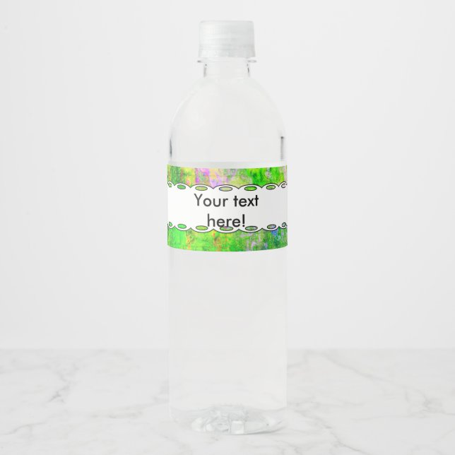 Green purple texture water bottle label (Front)