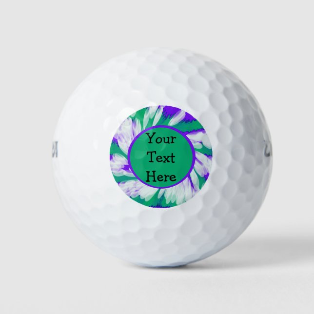 Green Purple Tie Dye Swirl Golf Balls (Front)