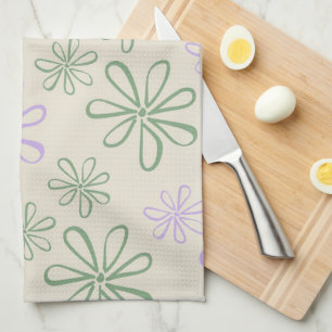 Green Purple Tropical Floral Botanical Summer Kitchen Towel