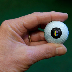 Green purple yellow red initial letter C black Golf Balls