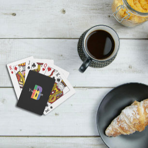 Green purple yellow red Monogram Initial B black Playing Cards
