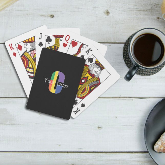 Green purple yellow red Monogram Initial  C black Playing Cards (Creator Uploaded)