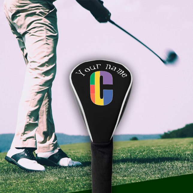 Green purple yellow red Monogram Initial  C Golf Head Cover (Creator Uploaded)