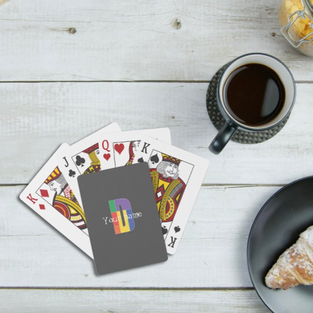 Green purple yellow red Monogram Initial D grey Playing Cards (Creator Uploaded)