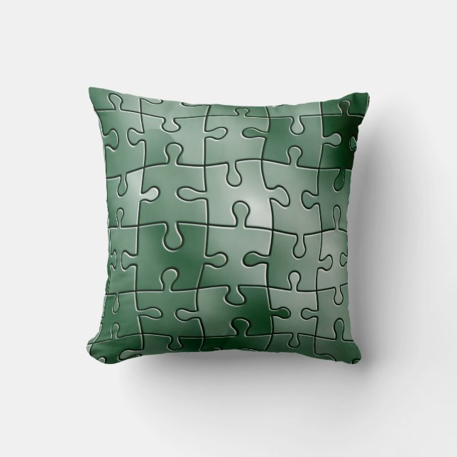Green puzzle throw pillow (Front)