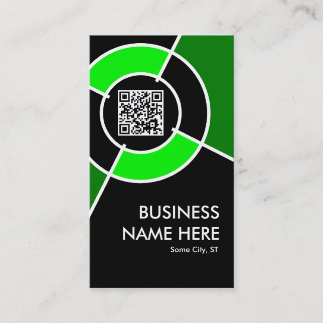 green QR code and logo target Business Card (Front)