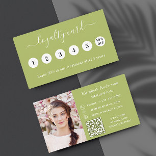 Green QR code photo business loyalty card