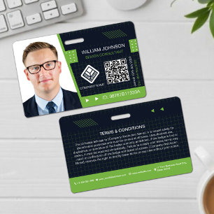 Green QR Code Photo ID Badge   Corporate Employee