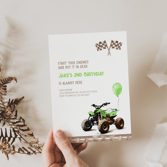 Green Quad Bike 2e Invitation anniversaire (Créateur téléchargé)