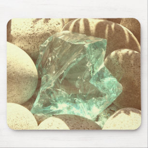 Green quartz and stone nature rock mineral mouse pad