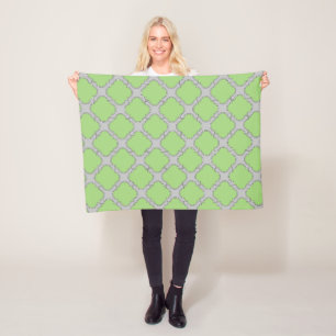 Green Quatrefoil Fleece Blanket