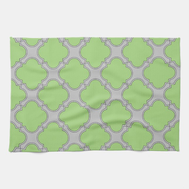 Green Quatrefoil Kitchen Towel (Horizontal)