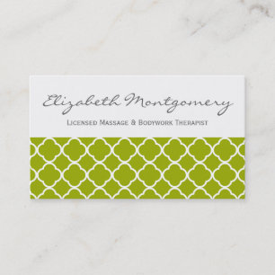 Green Quatrefoil Modern Appointment Business Crd