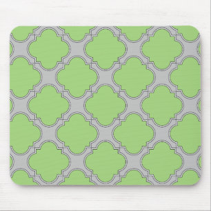 Green Quatrefoil Mouse Pad