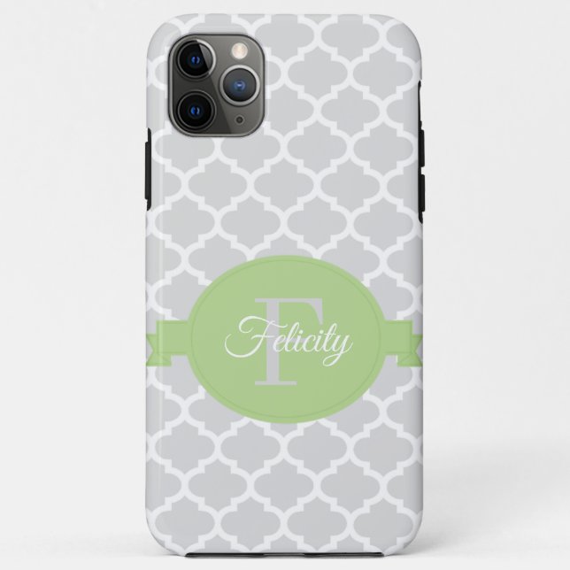 Green Quatrefoil Personalized Case-Mate iPhone Case (Back)
