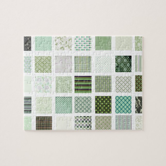 Green quilt mosaic pattern jigsaw puzzle (Horizontal)