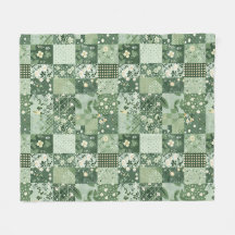 Green Quilt Patchwork Gingham Cottagecore Floral