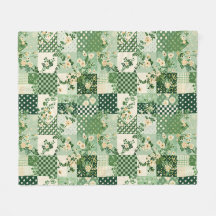 Green Quilt Patchwork Gingham Cottagecore Floral
