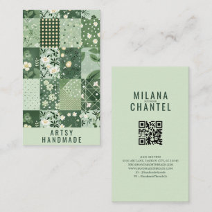 Green Quilt Patchwork Handmade Clothing Business Card
