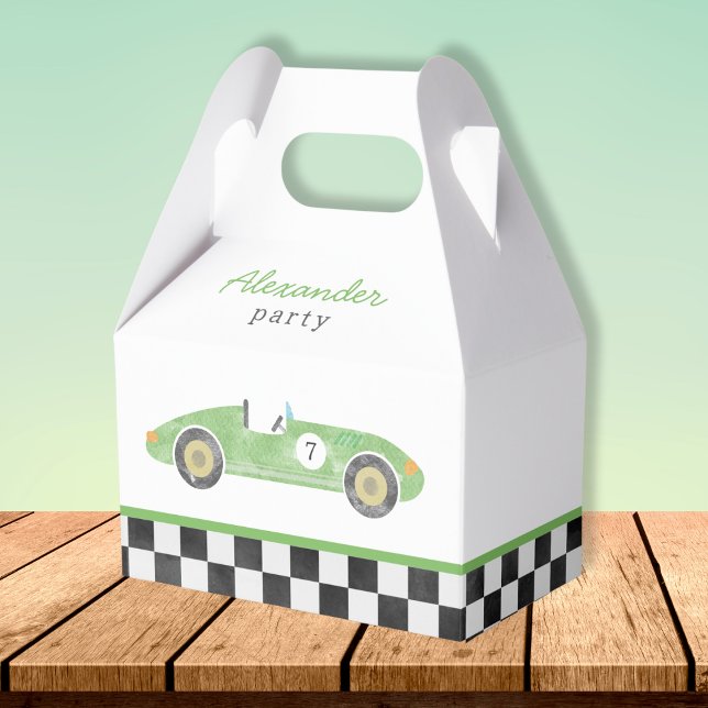 Green race car birthday favor box (Creator Uploaded)