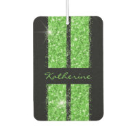 Green Race Stripe Sparkle Glitter Personalized Car