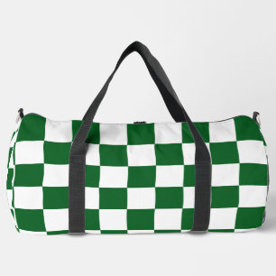 Green Racing Chequered Flag Display Customizable Duffle Bag