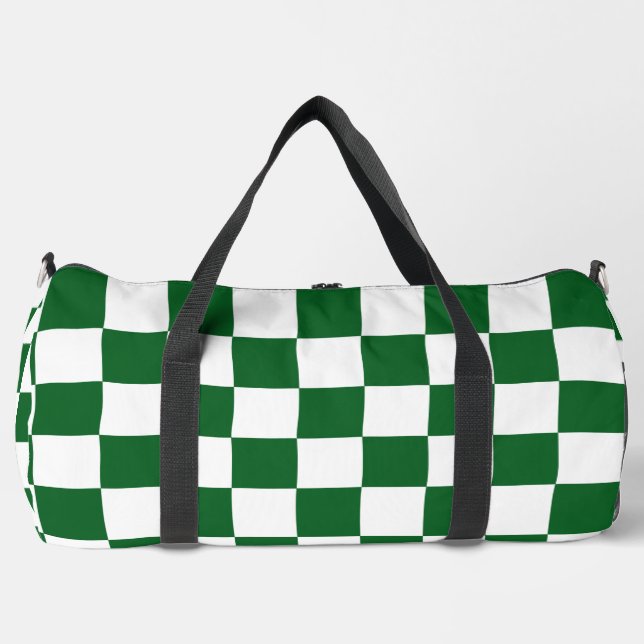 Green Racing Chequered Flag Display Customizable Duffle Bag (Front)