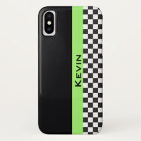 Green Racing Stripe Design iPhone X Coque
