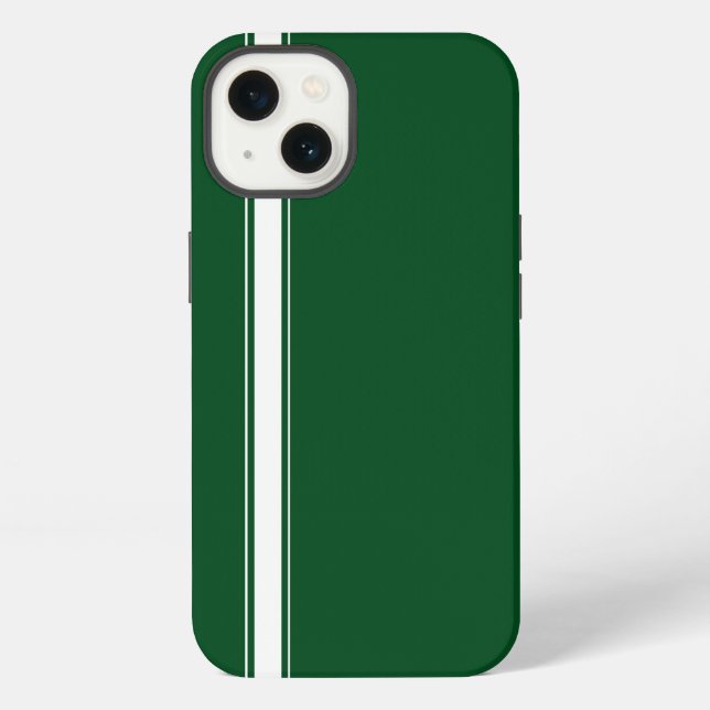 Green Racing Stripe iPhone Case (Back)