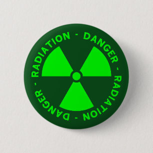 Green Radiation Warning 2 Inch Round Button