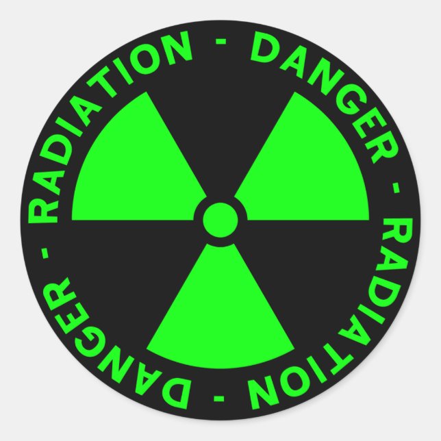 Green Radiation Warning Classic Round Sticker (Front)
