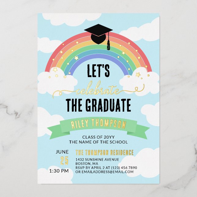 Green Rainbow Clouds Let's Celebrate the Graduate (Front)
