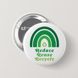 Green Rainbow Environmental Reduce Reuse Recycle 2 Inch Round Button