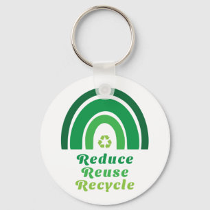 Green Rainbow Environmental Reduce Reuse Recycle Keychain