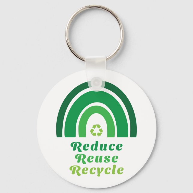 Green Rainbow Environmental Reduce Reuse Recycle Keychain (Front)