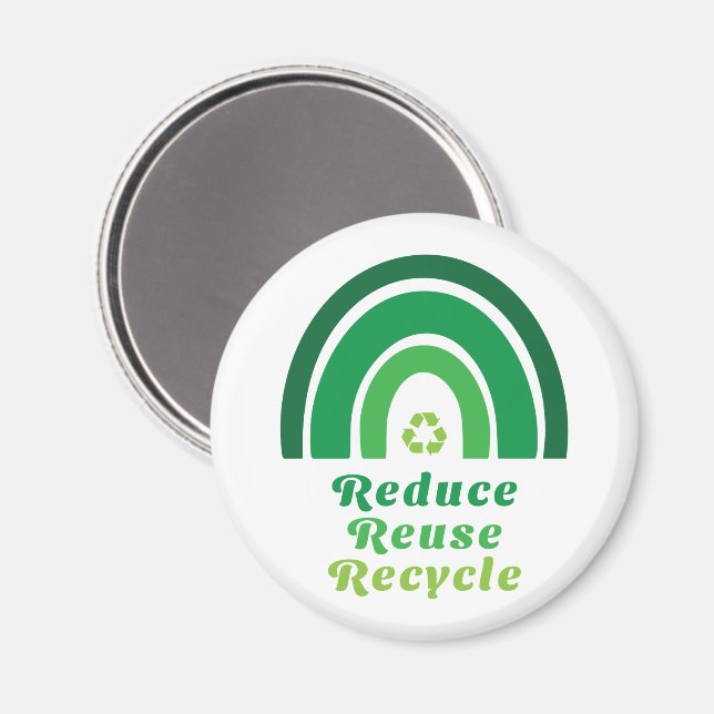 Green Rainbow Environmental Reduce Reuse Recycle Magnet (Front/Back)