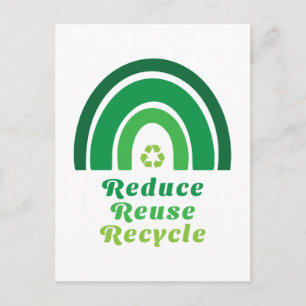 Green Rainbow Environmental Reduce Reuse Recycle Postcard