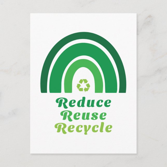 Green Rainbow Environmental Reduce Reuse Recycle Postcard (Front)